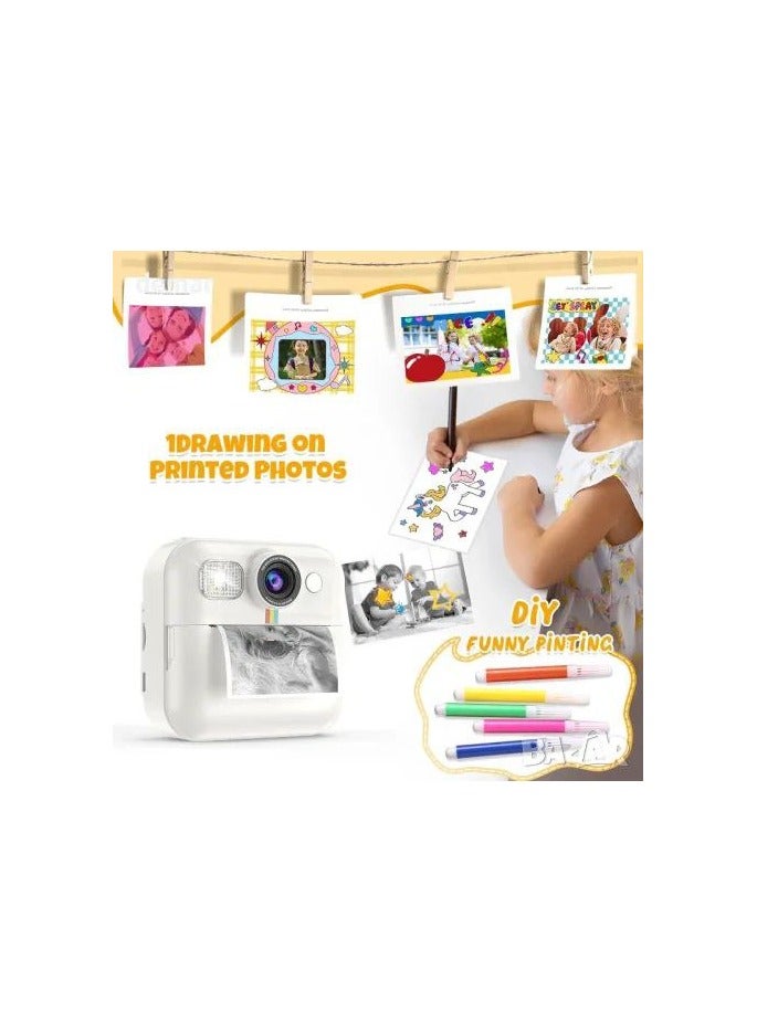 Instant Print Camera: Vibrant Color 1080P Selfie Camera With Photo Paper And Creative Art Pens For Kids – Unleash Imagination And Fun