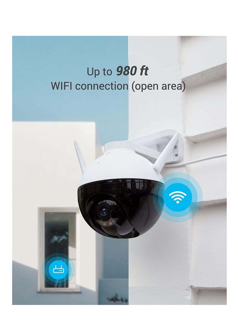 Camera 360 Security Outdoor Outside WiFi Cameras for Home Security Surveillance Camera No Subscription with Motion Detectio Color Night Vision Audio Pick-up Waterproof Alexa Google 256GB