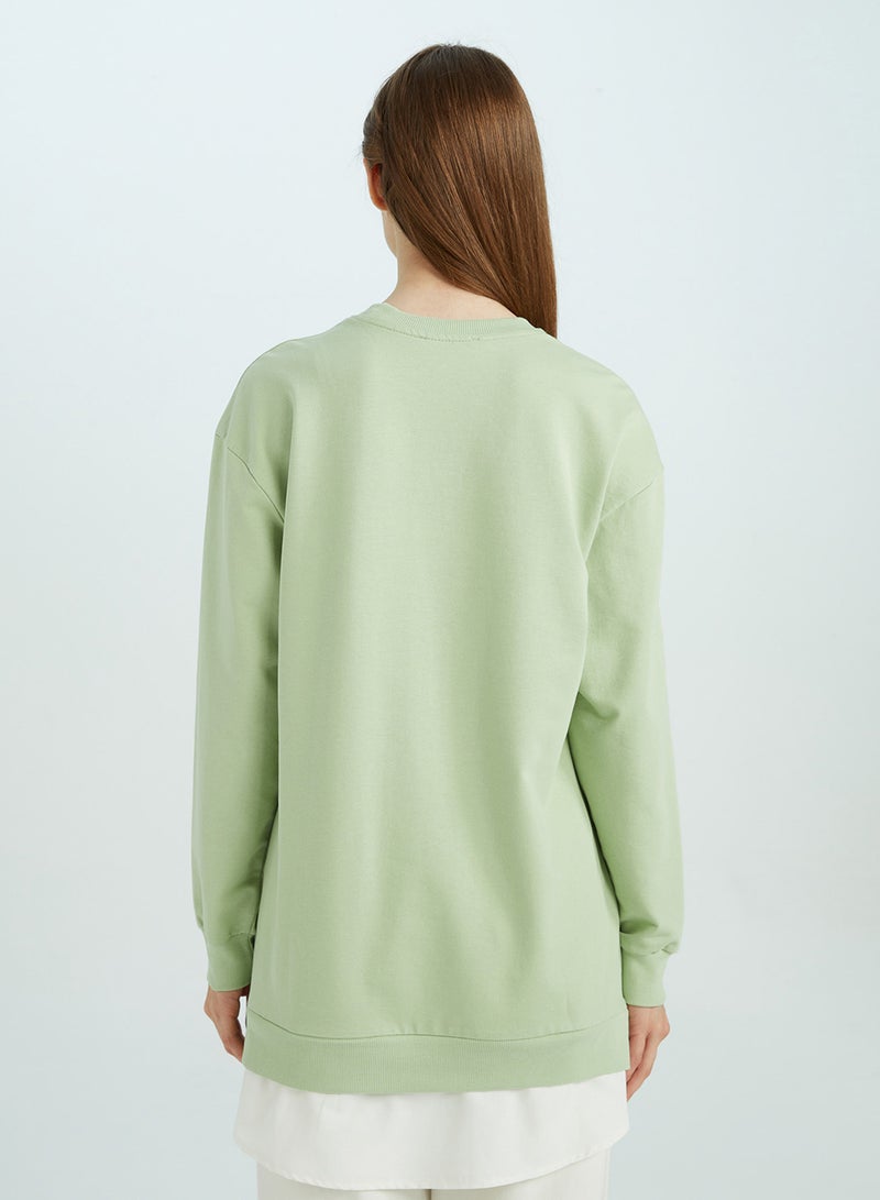 Regular Fit Crew Neck Tunic With Hem Detail