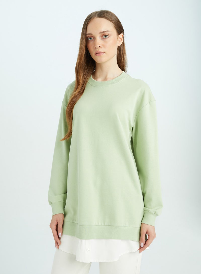 Regular Fit Crew Neck Tunic With Hem Detail