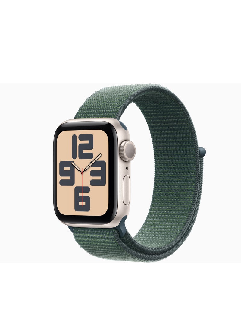 Watch SE (2024) GPS 40mm starlight aluminium case With lake green Sport band Starlight with lake green loop