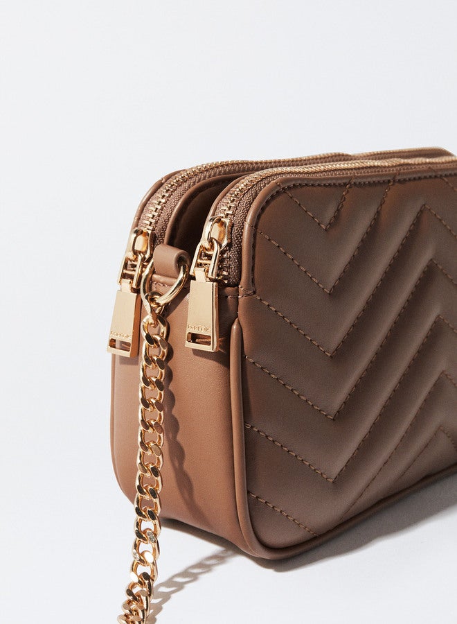 Quilted Crossbody Bag With Chain