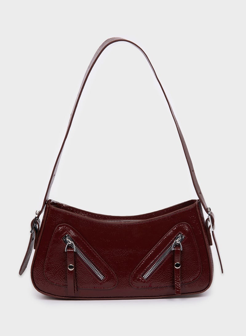 Zipper Detail Shoulder Bag