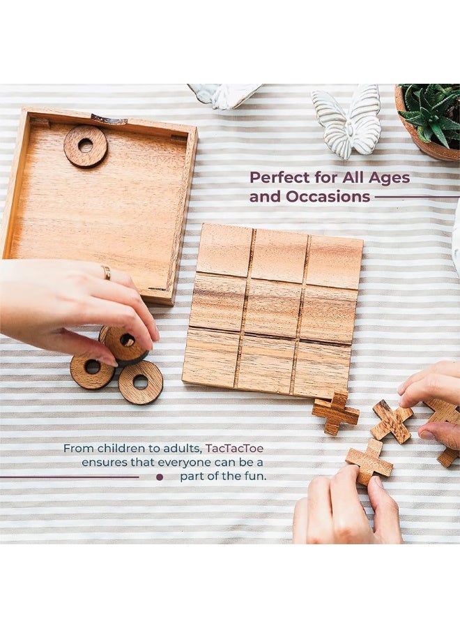 BSIRI Wooden Tic Tac Toe Game - Brain Teaser Puzzles for Adults and Unique Gifts for Kids, Coffee Table Decor Living Room Decor Modern Wood Decor, Classic Board Games for Family (5.5 Inch)