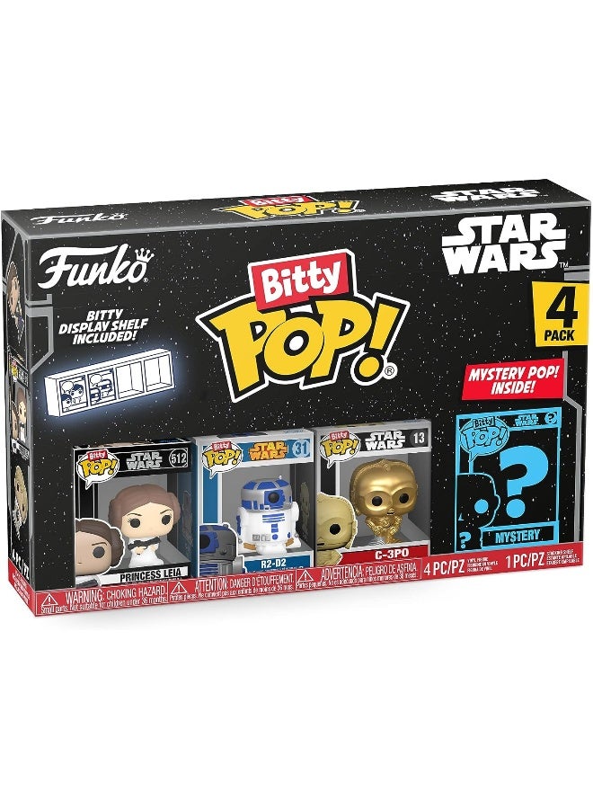 Funko Bitty Pop! Star Wars - Princess Leia, R2-D2, C-3PO and A Surprise Mystery Mini Figure - 0.9 Inch (2.2 Cm) Collectable - Stackable Display Shelf Included - Gift Idea - Party Bags Stocking