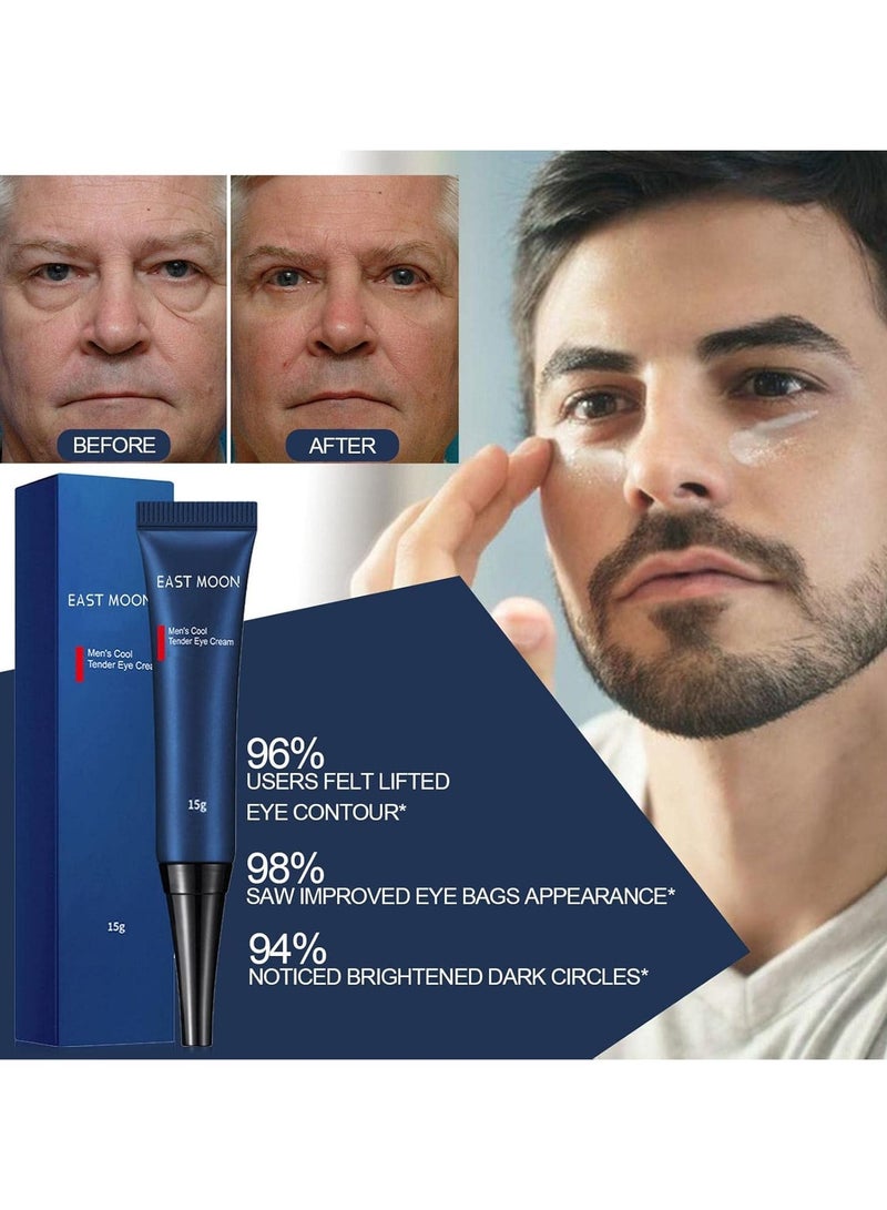 East Moon Men's Cool Tender Eye Cream, Openeyes Awaken Peptide Lifting Eye Gel, East Moon Men's Anti-Ageing Eye Cream Remove Eye Bags, Wrinkles, Dark Circles, Puffiness (3 Pieces)