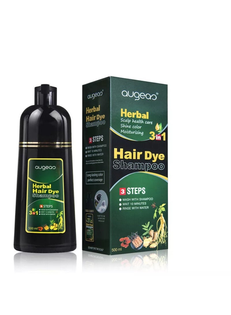 500ML Permanent Hair Dye Instant Fast Hair Dye Color Shampoos Natural Herbal Dye Black