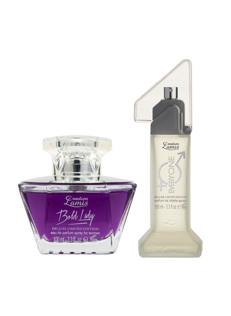 Deluxe Bold Lady Eau de Parfum For Women 100ml and Creation Lamis Deluxe Everyone Perfume de Toilette Spray  For Unisex 100ml (Combo Pack)