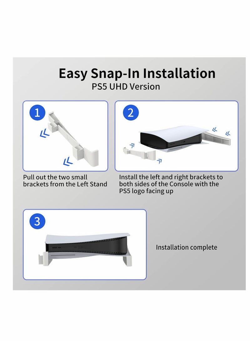 Playstation 5 Horizontal Stand, Desk Stand for PS5 Disc Edition, sleek Minimalist Design, White color - Compatible with PS5 Console Lay Down