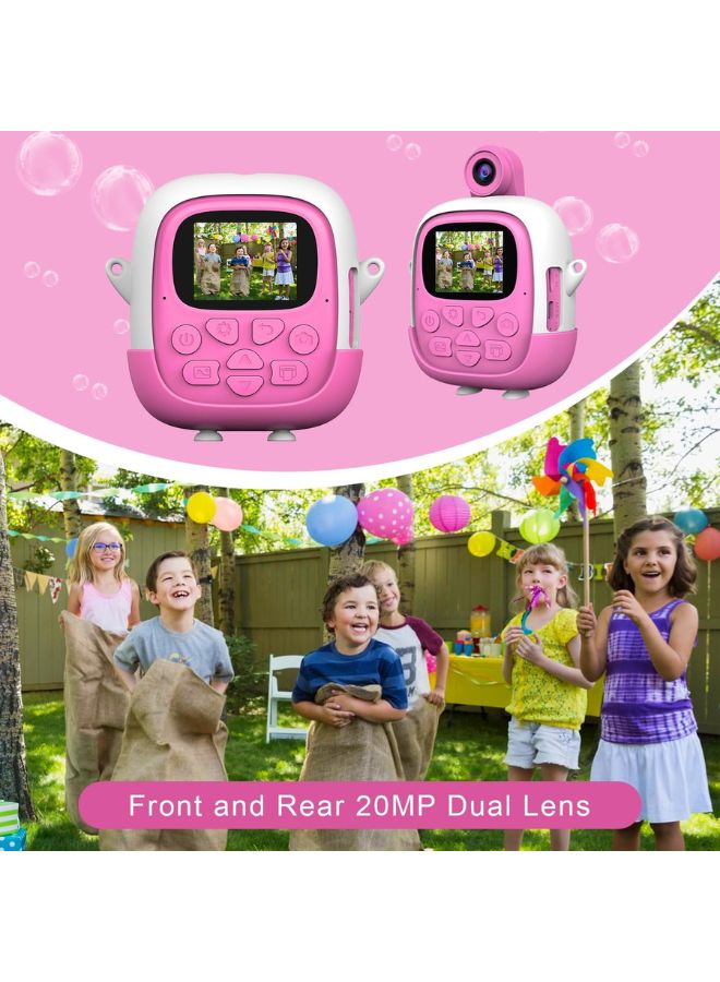 Kids Camera for Girls Boys,Instant Camera for Kids with 32GB SD Card Reversible Lens Video Digital Camera with Print Photo Paper, Birthday Gifts Toy for 3-12 Year Old 5 Colour Pens (Pink)