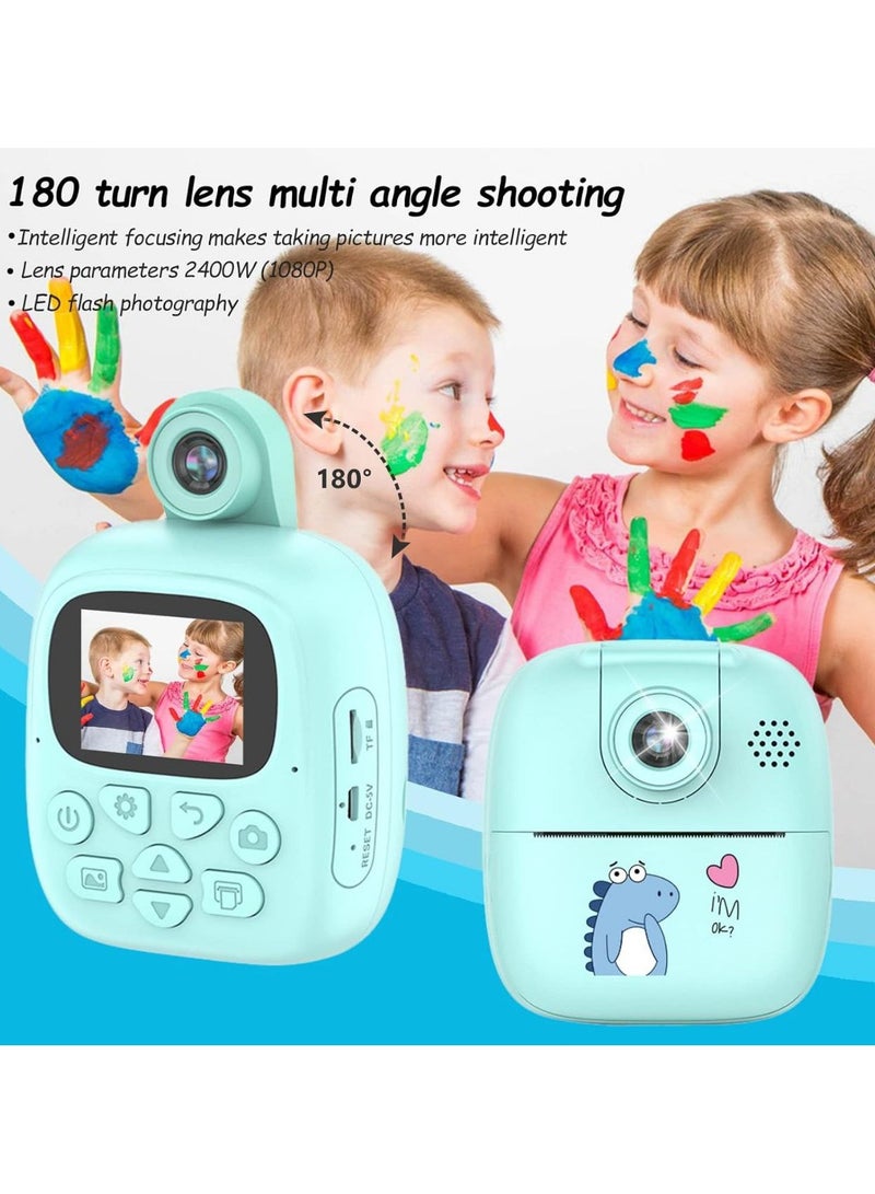 Digital Children's Camera Selfie Children's Camera For Children Boys Girls Digital Camera 1080P HD Video Camera Digital Kids Camera With 32GB Card 2.0 Inch ISP Print Instant Camera