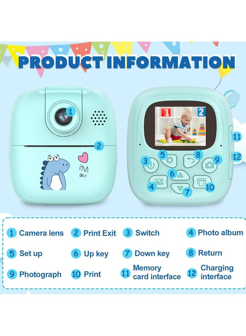 Digital Children's Camera Selfie Children's Camera For Children Boys Girls Digital Camera 1080P HD Video Camera Digital Kids Camera With 32GB Card 2.0 Inch ISP Print Instant Camera