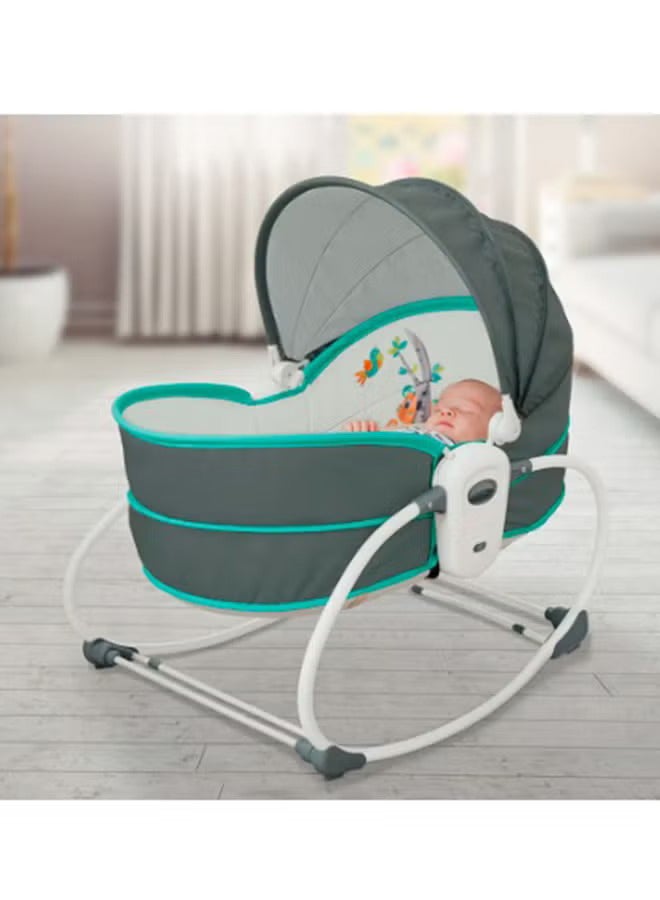 Baby Rocker And Bassinet Cradle 5 in 1 with Soothing Vibration, Mobile Toys, Breathable Mesh Sides, Portable Design for Newborn Comfort, Ideal for Naps and Restful Nights