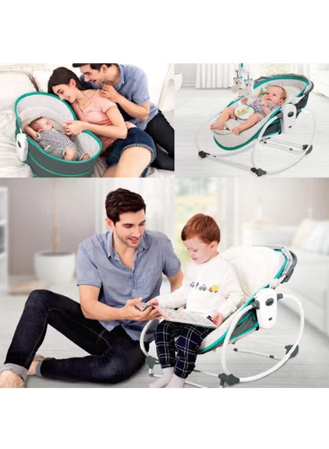 Baby Rocker And Bassinet Cradle 5 in 1 with Soothing Vibration, Mobile Toys, Breathable Mesh Sides, Portable Design for Newborn Comfort, Ideal for Naps and Restful Nights