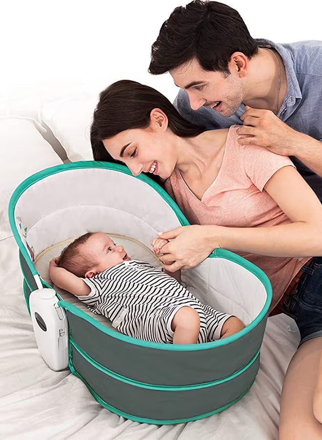 Baby Rocker And Bassinet Cradle 5 in 1 with Soothing Vibration, Mobile Toys, Breathable Mesh Sides, Portable Design for Newborn Comfort, Ideal for Naps and Restful Nights