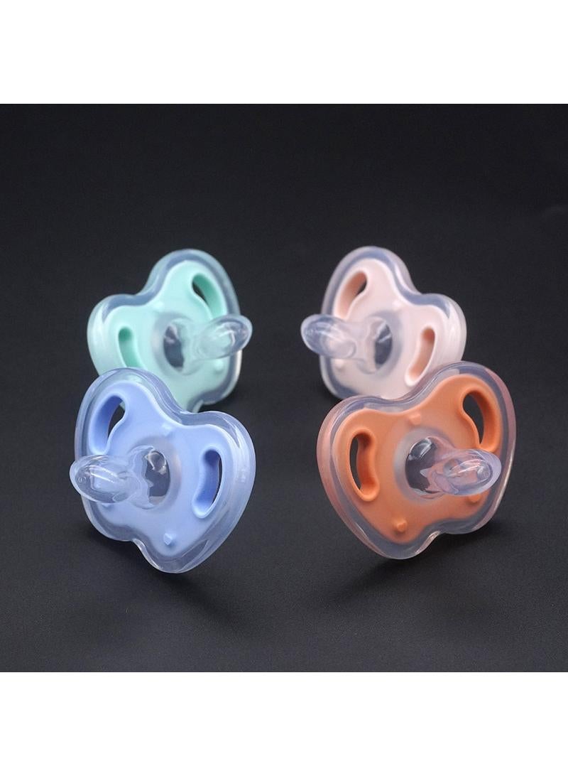 4 Packs Of Baby Flat Head Pacifier Wide Mouth Apple Simulation Breast Milk Soft And Solid Feeling