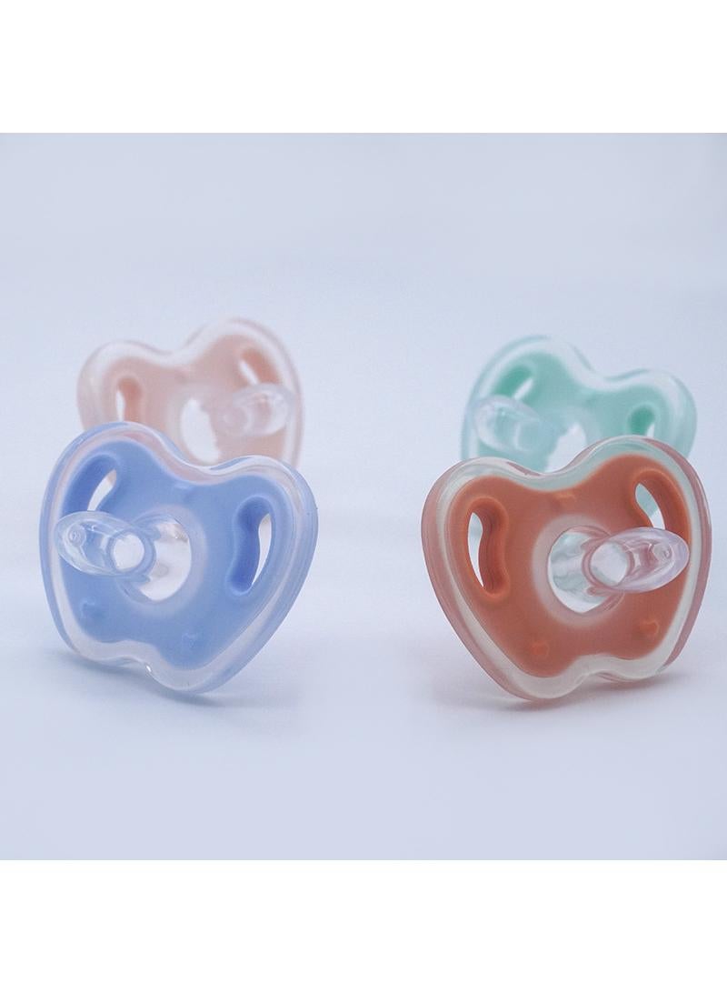 4 Packs Of Baby Flat Head Pacifier Wide Mouth Apple Simulation Breast Milk Soft And Solid Feeling