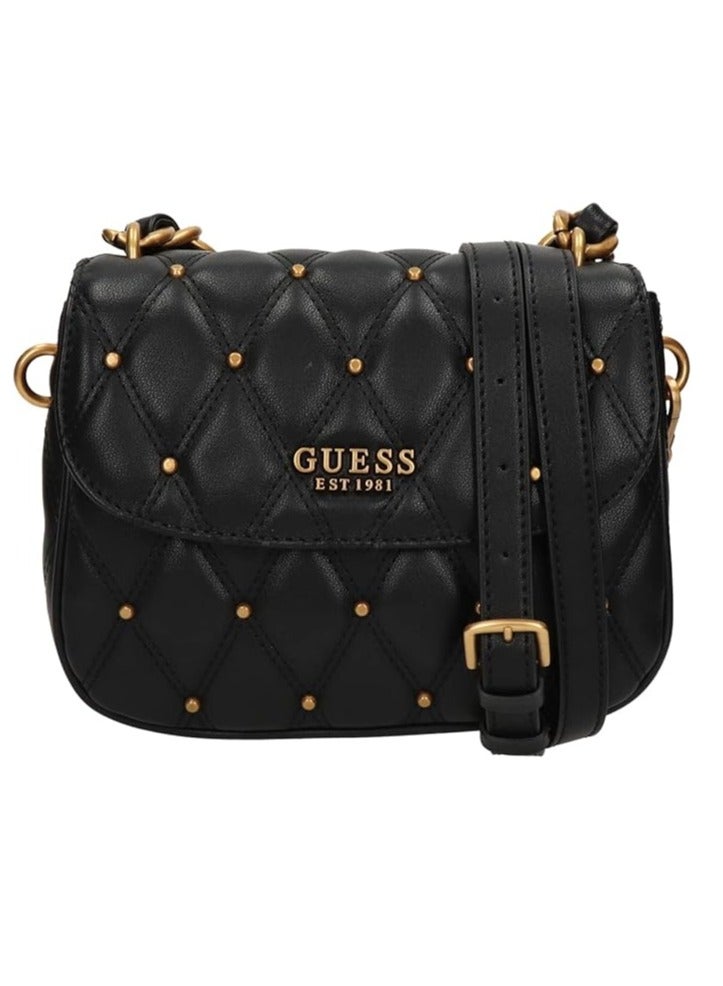 GUESS Womens Triana Flap Shoulder Bag Shoulder Bag,QS855319,22 x 9 x 17 cm; 800 g,Black