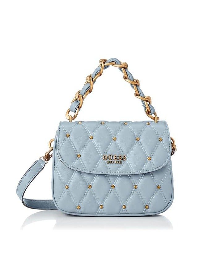 GUESS Womens Triana Flap Shoulder Bag Shoulder Bag,QS855319,22 x 9 x 17 cm; 800 g,Blue