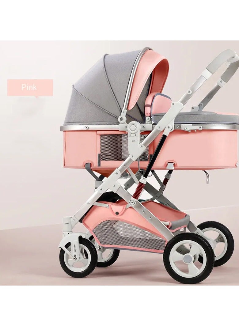 Lightweight sit-and-play lie down baby folding two-way high landscape shock absorption four-season-wheel