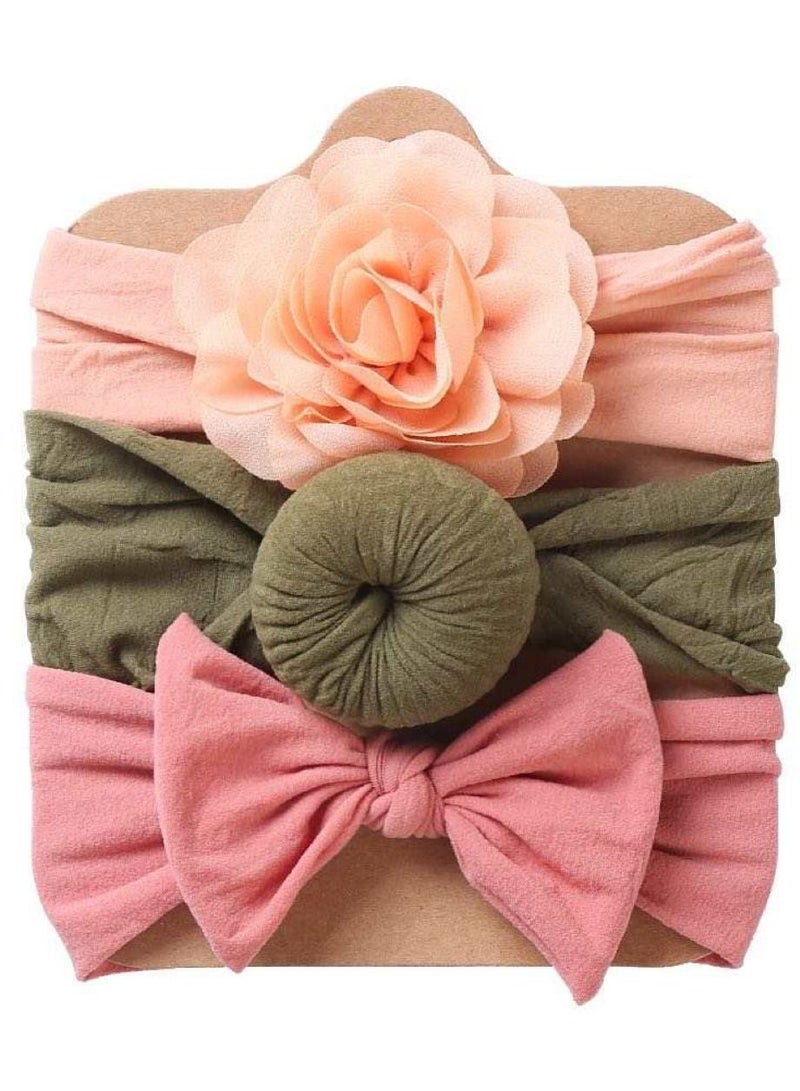 The Girl Cap Elastic Baby Headband Stretchable Nylon Assorted Hairbands for Baby Orange, Green, Peach