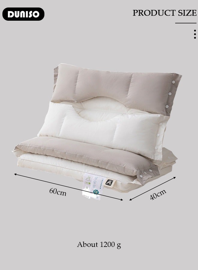 Double Layer Neck Support Pillow, Detachable 3-in-1 Neck Pillow for Shoulder and Neck Pain Relief, Ergonomic Cervical Contour Anti Snore Pillows for Front Back Side Sleepers
