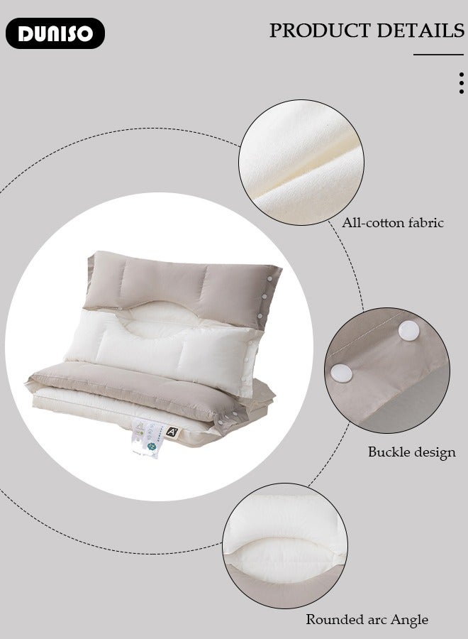 Double Layer Neck Support Pillow, Detachable 3-in-1 Neck Pillow for Shoulder and Neck Pain Relief, Ergonomic Cervical Contour Anti Snore Pillows for Front Back Side Sleepers