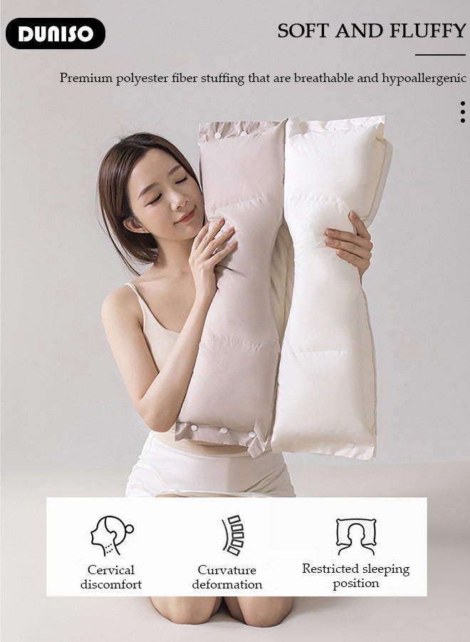 Double Layer Neck Support Pillow, Detachable 3-in-1 Neck Pillow for Shoulder and Neck Pain Relief, Ergonomic Cervical Contour Anti Snore Pillows for Front Back Side Sleepers