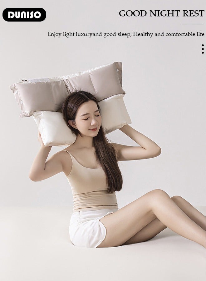 Double Layer Neck Support Pillow, Detachable 3-in-1 Neck Pillow for Shoulder and Neck Pain Relief, Ergonomic Cervical Contour Anti Snore Pillows for Front Back Side Sleepers