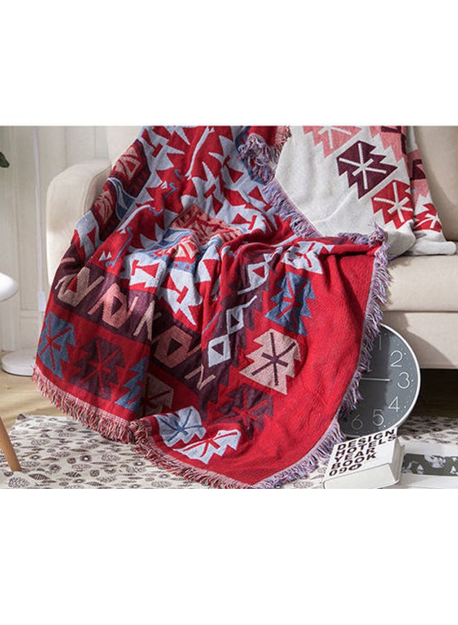 A Vintage European Blanket Combination Red/Brown/Grey 90x50cm