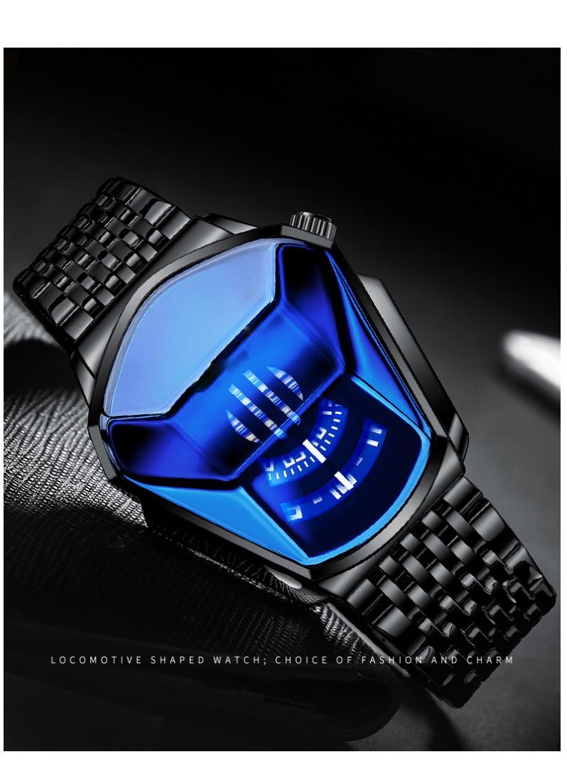 Luxury HOURSLY Trend Cool Men's Wrist Watch Stainless Steel Technology Fashion Quartz Watch For Men