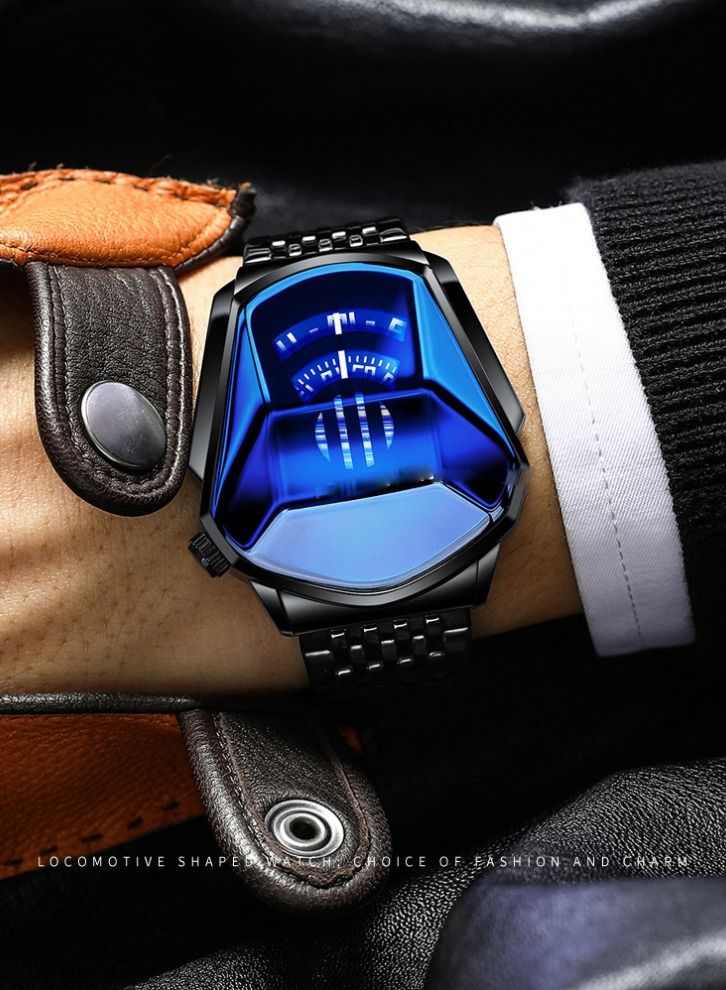 Luxury HOURSLY Trend Cool Men's Wrist Watch Stainless Steel Technology Fashion Quartz Watch For Men