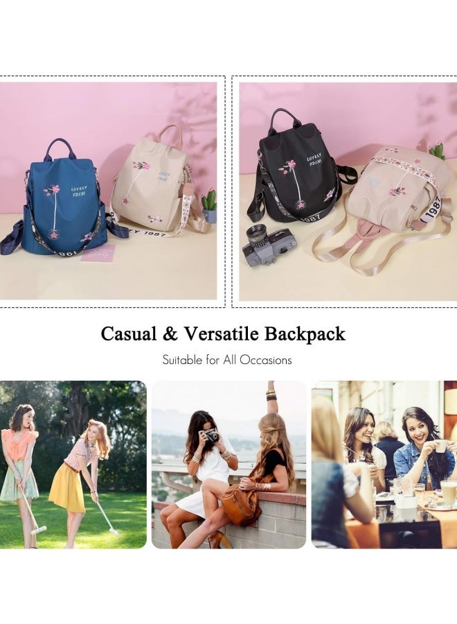 Women's Anti-theft Backpack, Ladies Large Capacity Nylon School Bag Back Bag Book Bag Shoulder Bag, Girls and College Students Waterproof Handbag Side Bag Sling Bag for Campus Shopping