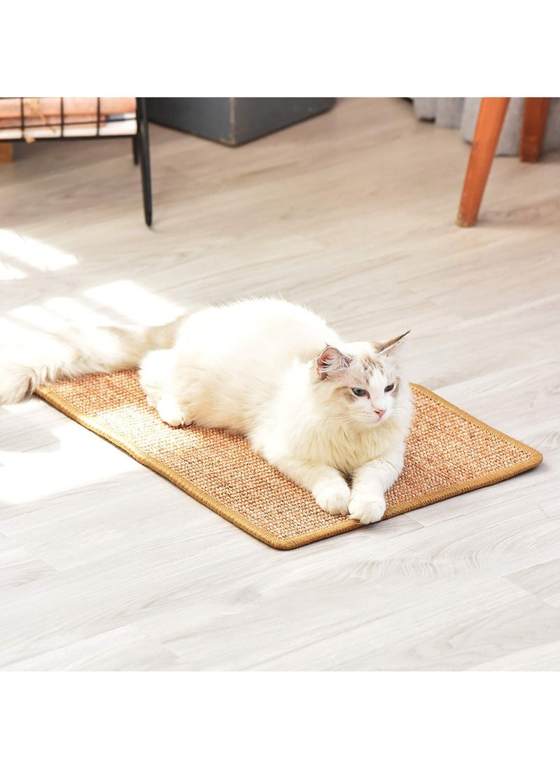 Natural Sisal Cat Scratch Mats 23.6 X 15.7 Inch Horizontal Cat Floor Scratching Pad Rug, Protect Carpets and Sofas