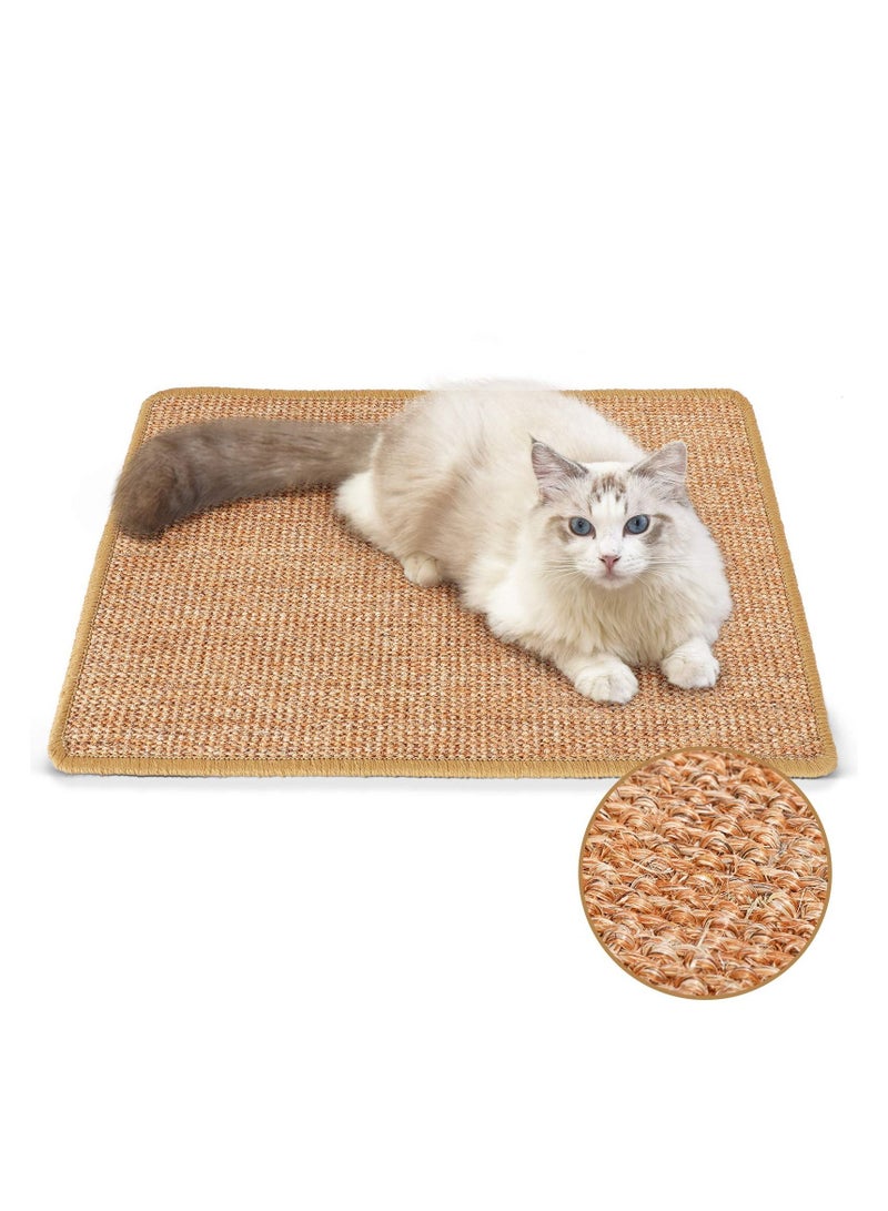 Natural Sisal Cat Scratch Mats 23.6 X 15.7 Inch Horizontal Cat Floor Scratching Pad Rug, Protect Carpets and Sofas