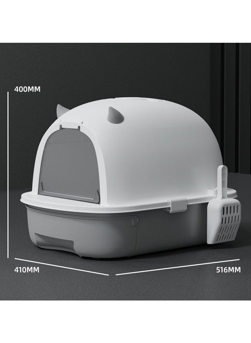 Cat Litter Box Odour Proof Fully Enclosed Oversized Cat Litter Box Folding Splash Proof Cat Litter Box Grey