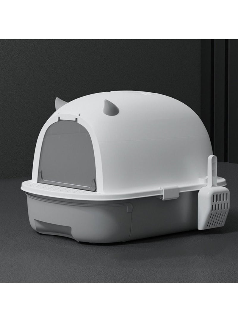 Cat Litter Box Odour Proof Fully Enclosed Oversized Cat Litter Box Folding Splash Proof Cat Litter Box Grey