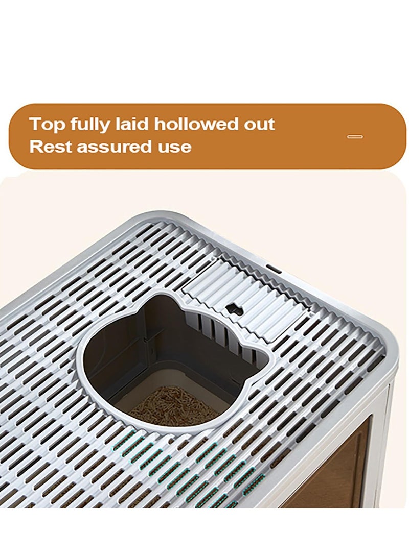 Cat Litter Box with Lid, Enclosed Cat Potty, Top Entry Anti-Splashing Cat Toilet, Easy to Clean Including Cat Litter Scoop and 2-1 Cleaning Brush