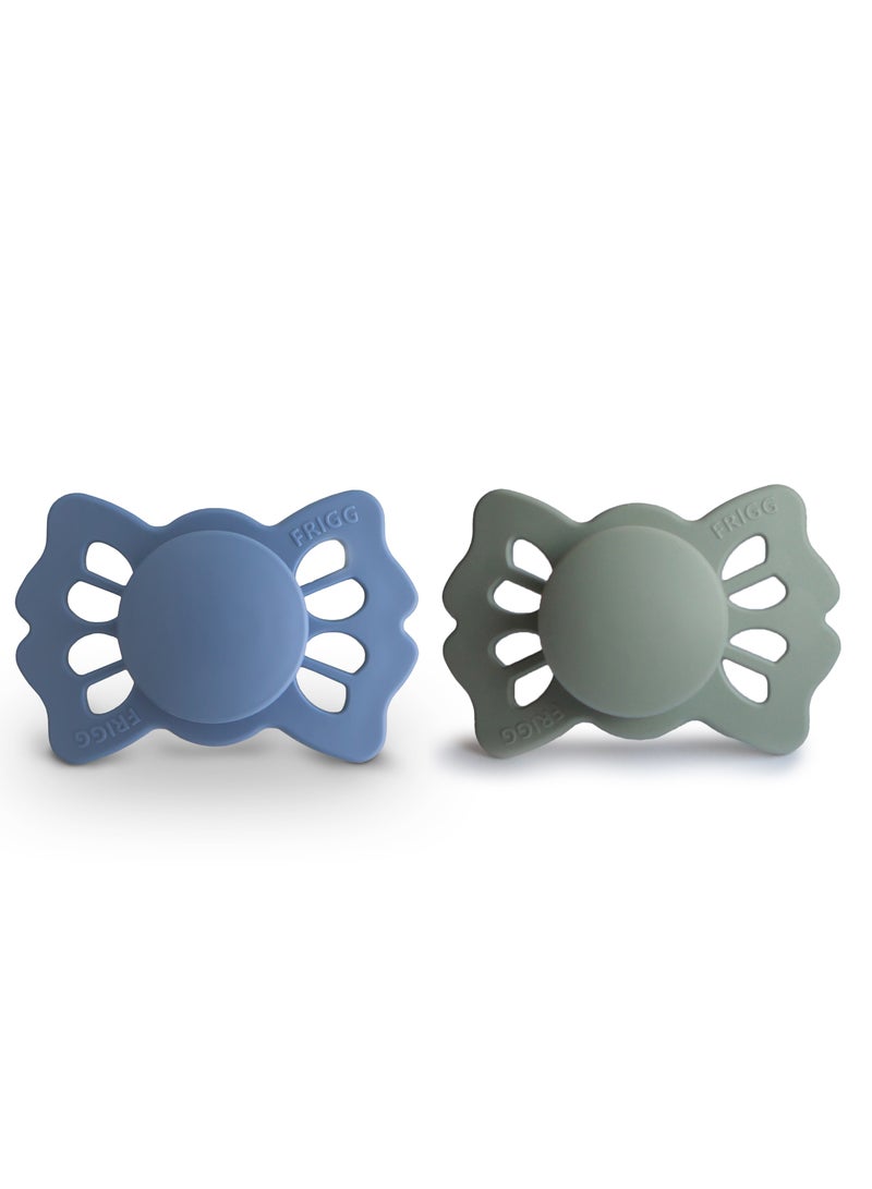 FRIGG Lucky Symmetrical Silicone Baby Pacifier 0-6M 2-Pack Ocean View/Sage - Size 1