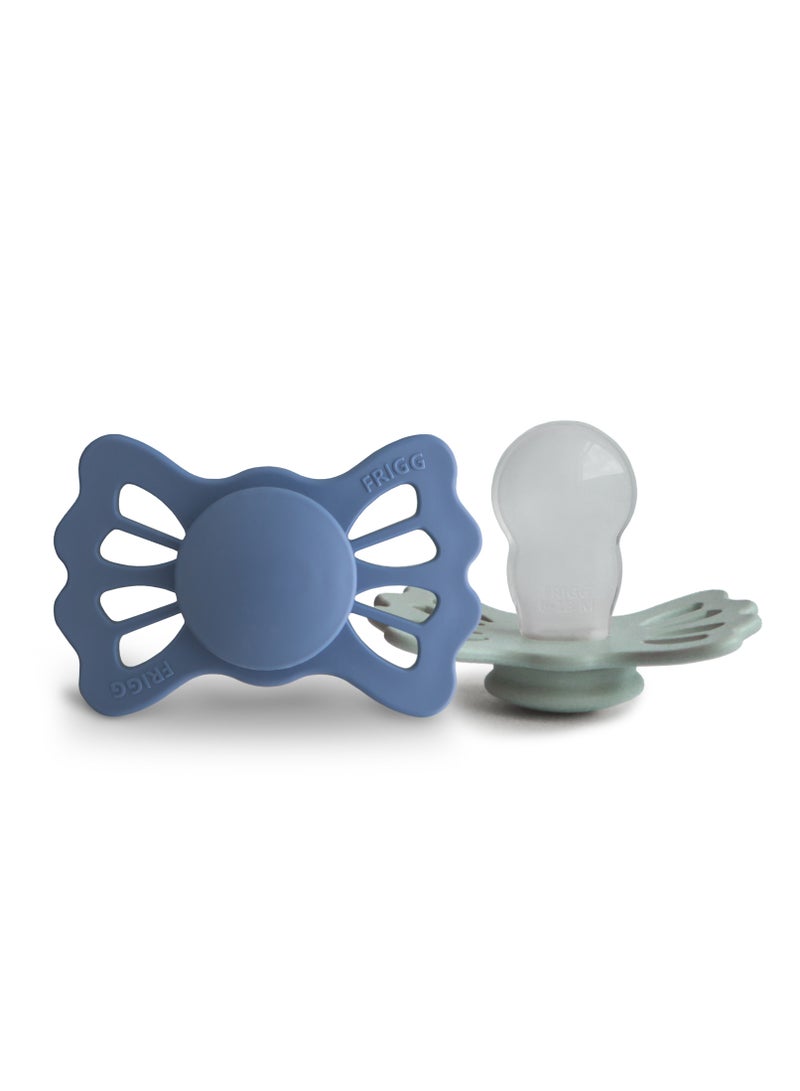 FRIGG Lucky Symmetrical Silicone Baby Pacifier 6-18M 2-Pack Ocean View/Sage - Size 2