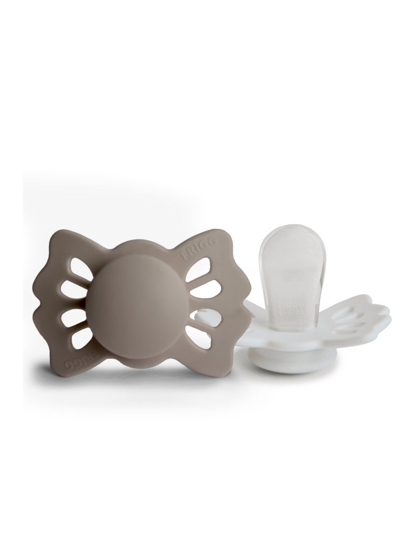 FRIGG Lucky Symmetrical Silicone Baby Pacifier 0-6M 2-Pack Portobello/Cream - Size 1