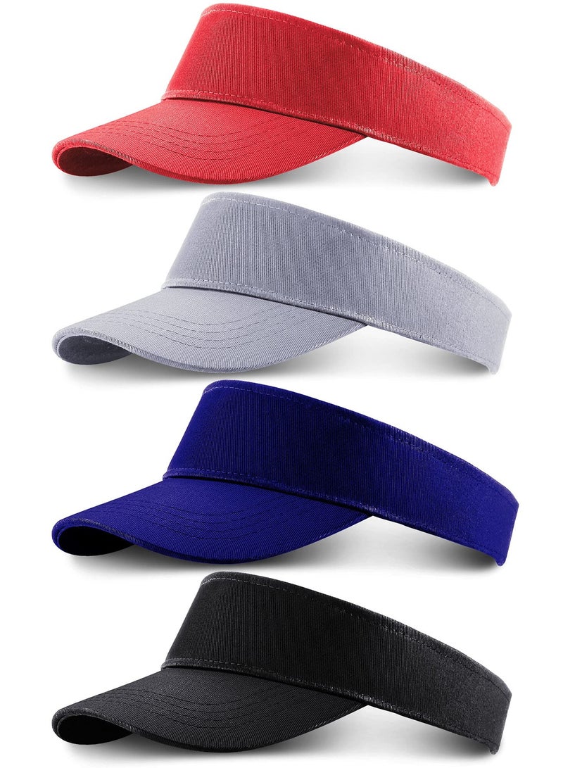 4-Pack Kids Sports Sun Visor Hats - Empty Top Baseball Caps for Running and Tennis Activities