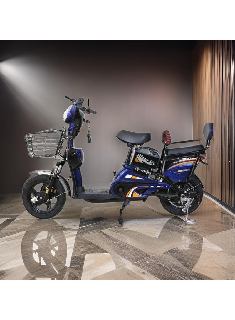 Electrical Bike With Grocery Basket With Strong Battery Blue 16 Size