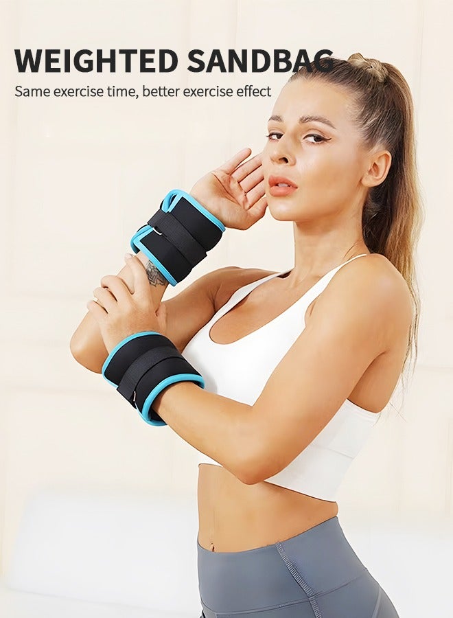 1 Pair Ankle Weights Sets 2 KG Ankle and Wrist Weights for Women and Men, Velcro Straps Weight-Bearing Exercise Leg Arm Wrist Strap or Foot Exercise Training Workout Walking Jogging Yoga, 2 KG/ Pair