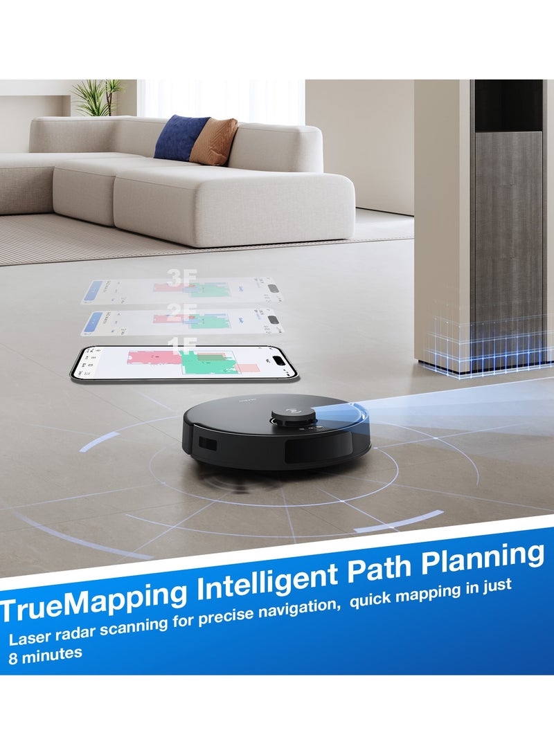 【Upgrade N10】8000Pa N20 Pro Robotic Vacuum Cleaner, 2 In 1 Vaccum and Mop Robot Cleaner, Anti-Hair Tangle, Deep Sweeping and Mopping, 6400mAh Battery,APP Control 400 ml 45 W Deebot N20 PRO Black