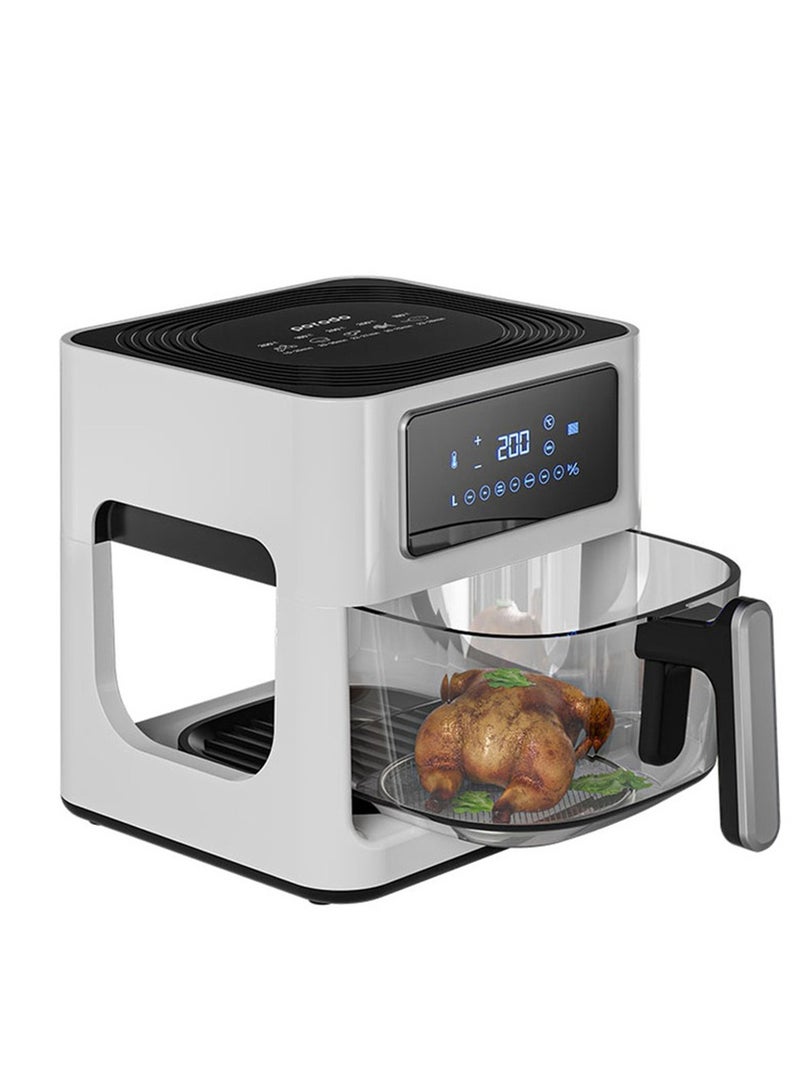 1000W Glass Pot Air Fryer with 5 Litres Capacity, Touch Panel and 7 Preset Options, Porodo PD-LFGPAF5L-WH - White