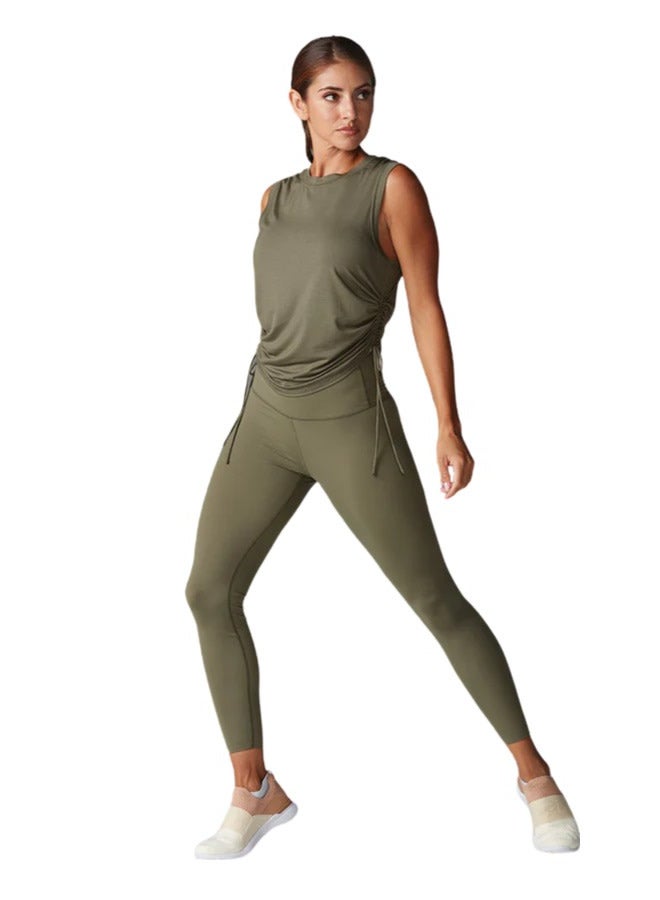 CROP SIDE TIE TANK OLIVE LARGE
