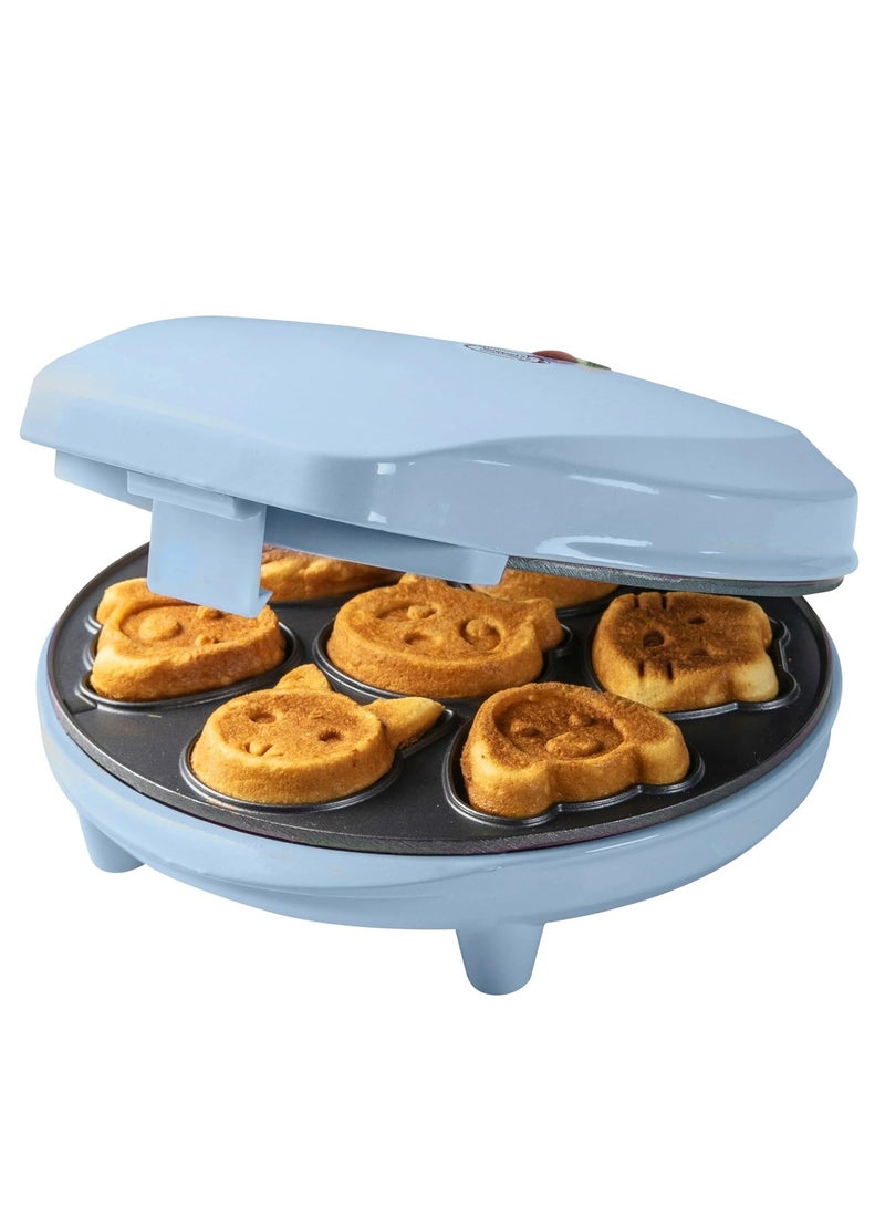 Mini Cookies Waffle Maker, 700W Animal Waffle Iron for Mini Waffle Cookies, Blue