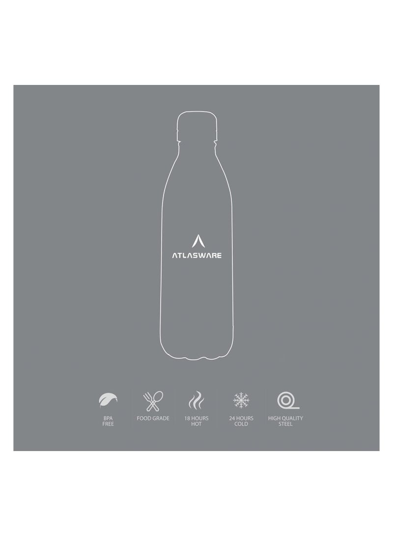 Atlasware Stainless Steel Vacuum Bottle, 220 Ml - Matt Steel