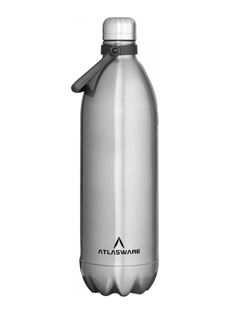 Atlasware Stainless Steel Vacuum Bottle, 2000 ml - Matt Steel